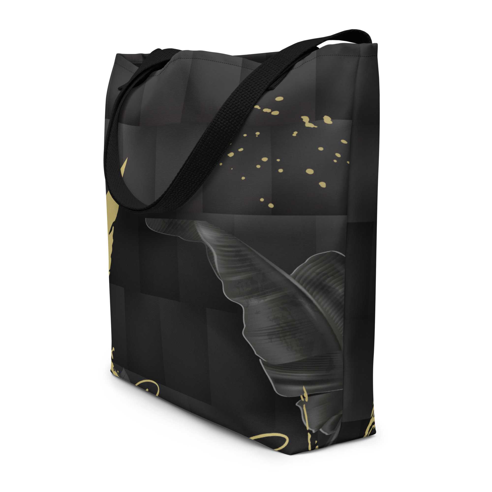 All-Over Print Large Tote Bag - Black