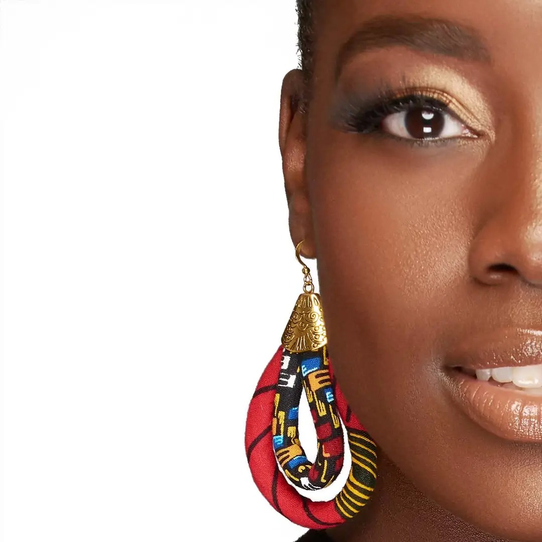 Ankara African Double Loop Earrings 2